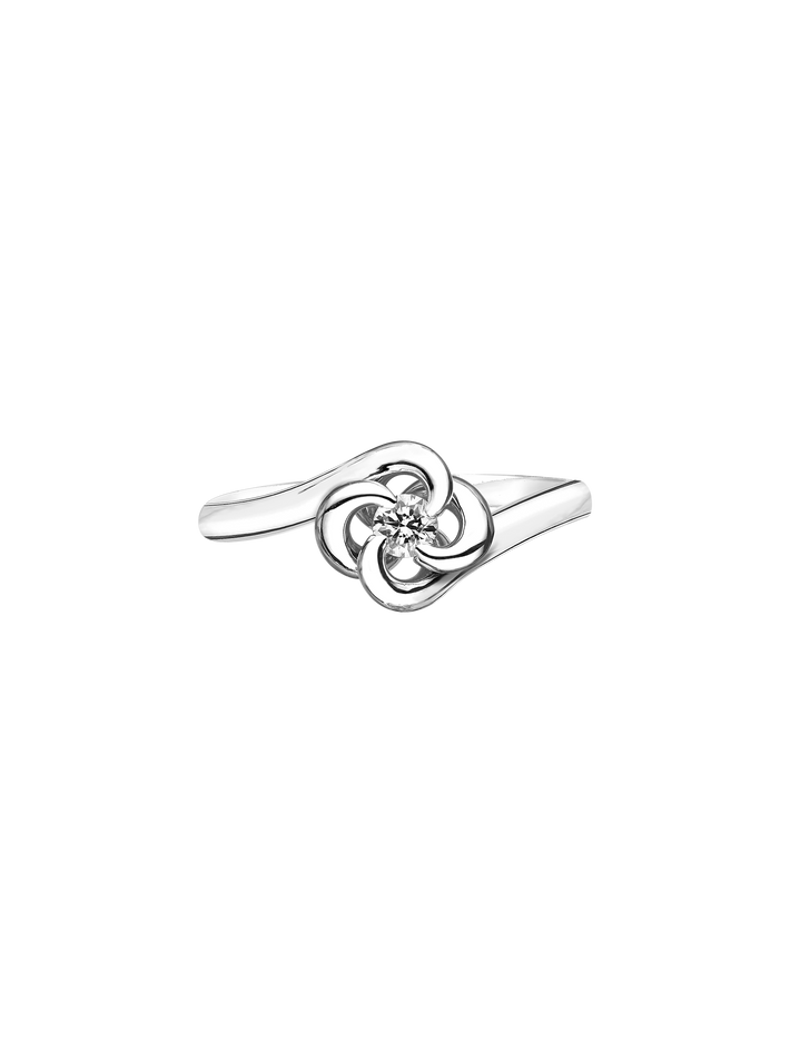 Entwined petal engagement ring - 18ct white gold & 0.10ct diamond