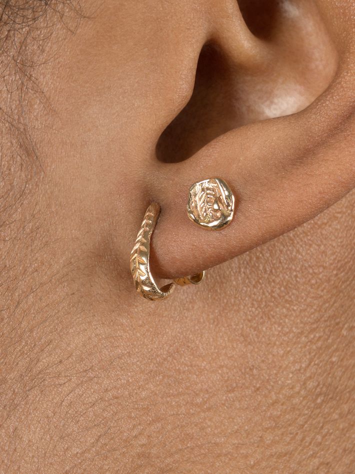 Crooked fern mini hoop earrings