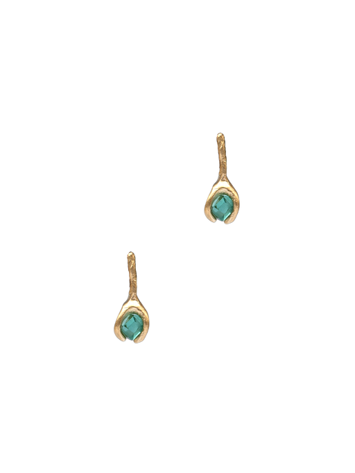 Calla short drop earrings 14k gold with tourmaline photo