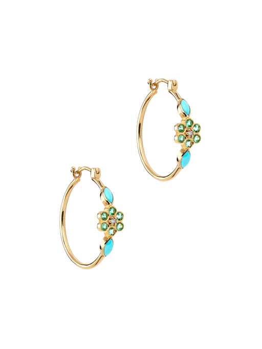 Miniflower hoop earrings 3 turquoise photo