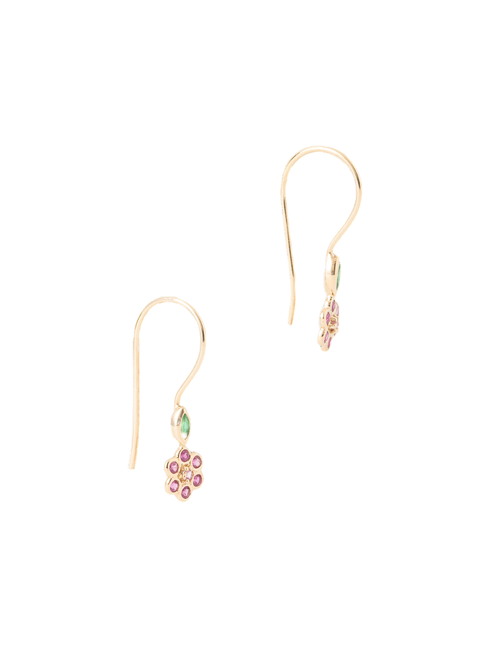 Miniflower drop earrings 2 red