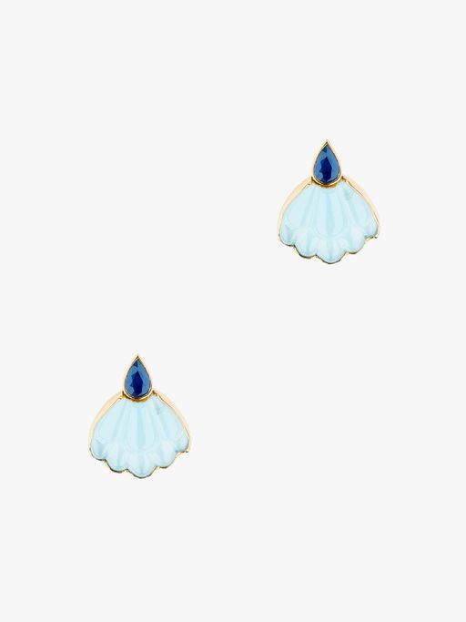 Lotus aquamarine stud earrings photo