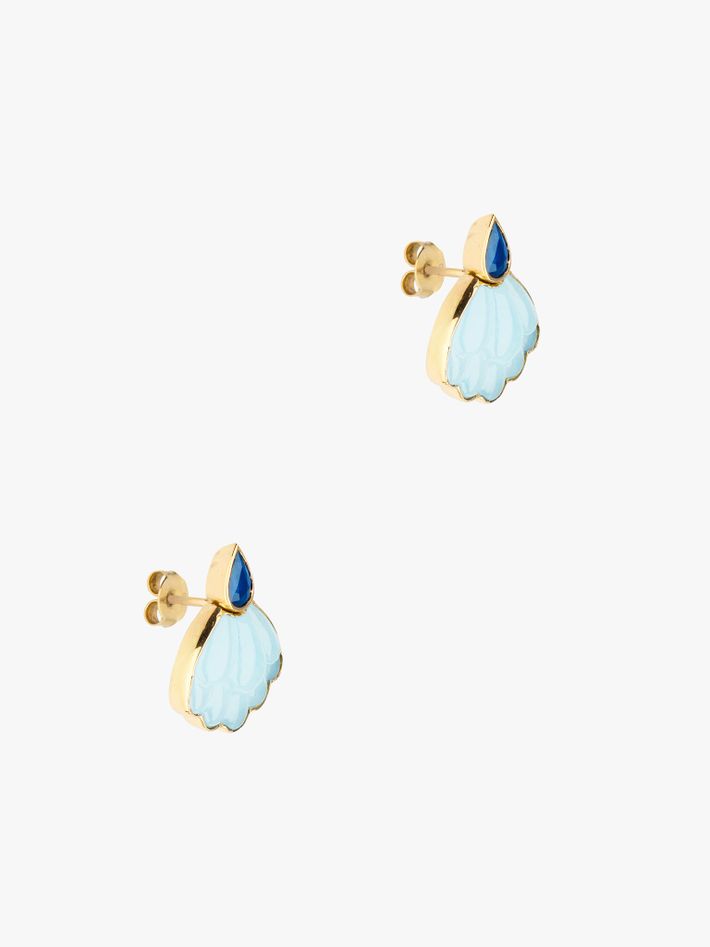 Lotus aquamarine stud earrings