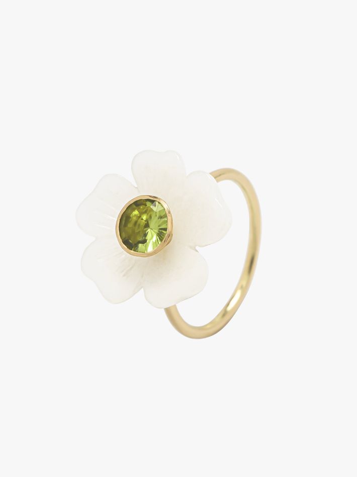 Opal and peridot small flower ring