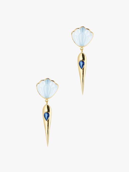 Lotus aquamarine drop earrings photo