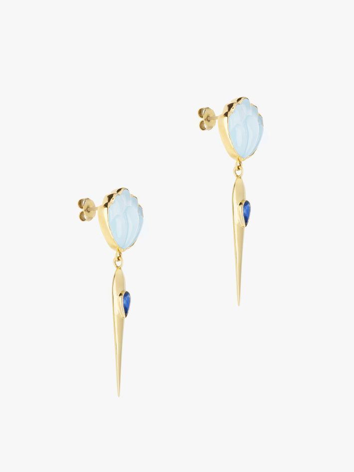Lotus aquamarine drop earrings