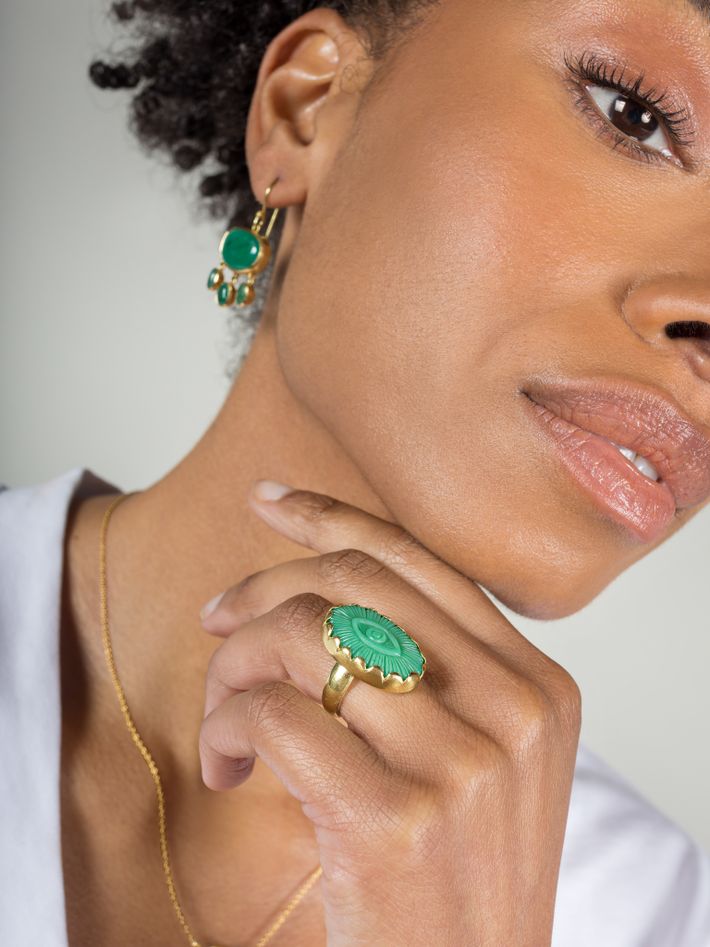 Emerald cascade earrings