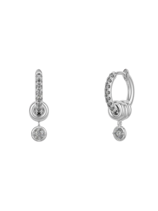 Zahra Pavé Silver Gris Earrings photo