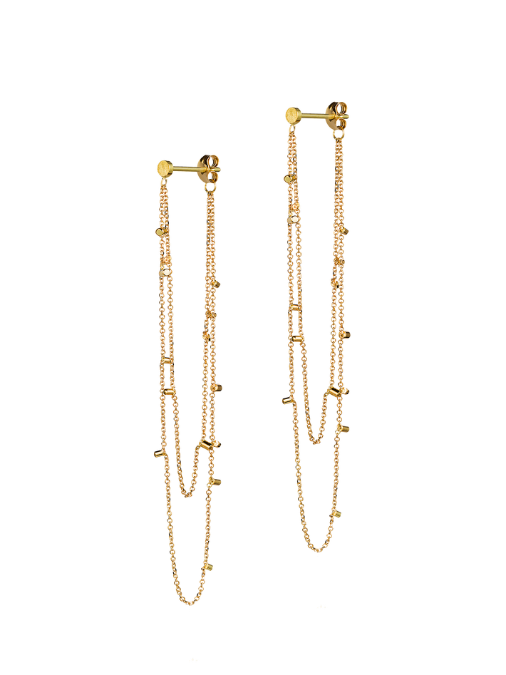 Gold dust front to back earrings