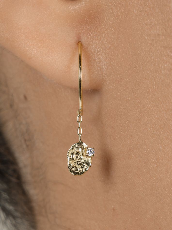Moonscape diamond baby hoop earrings