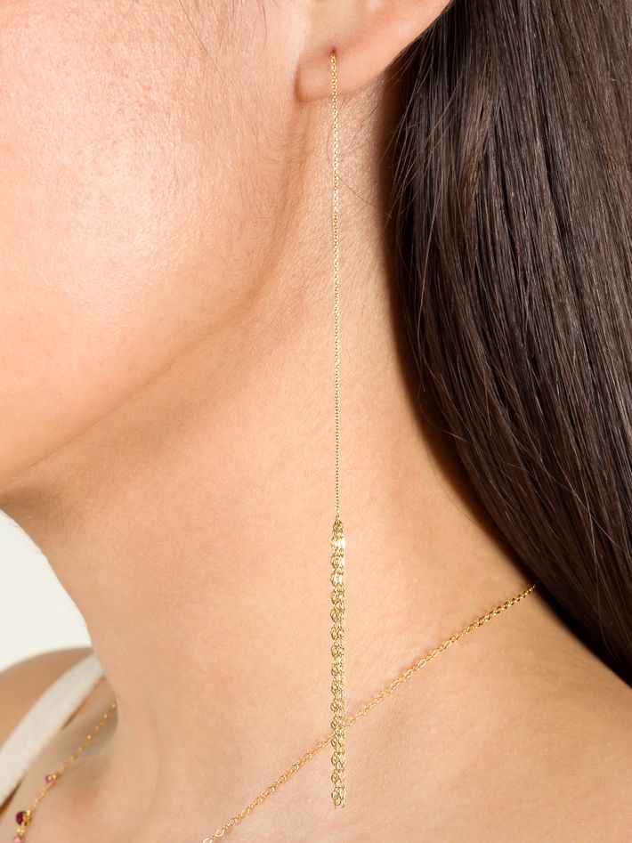 Gold tassel thread through earrings 
