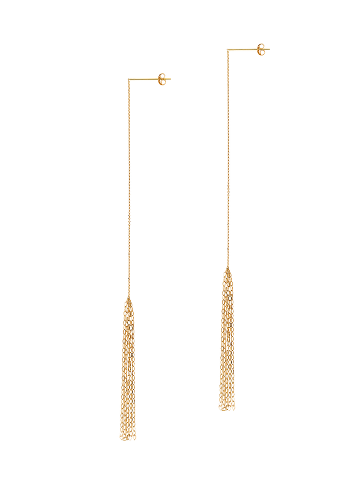 Gold tassel thread through earrings 