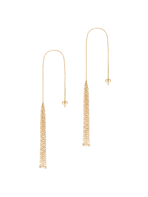 Gold tassel thread through earrings  photo