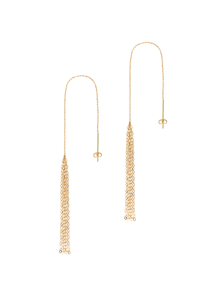 Gold tassel thread through earrings 