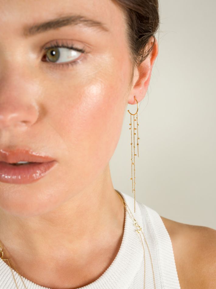 Gold dust hooplet chain earring