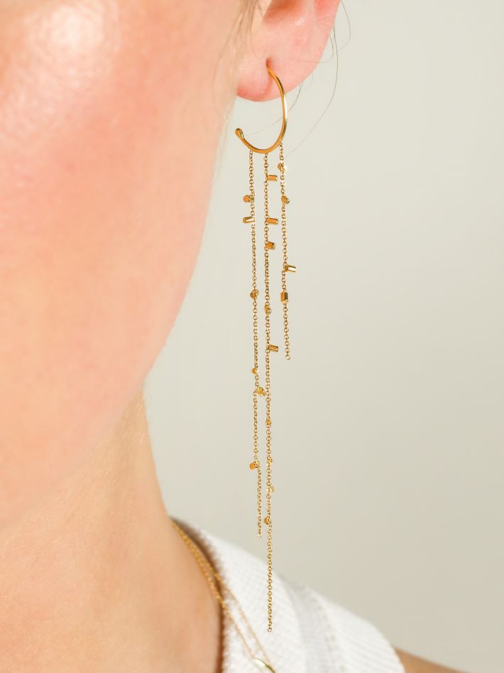 Gold dust hooplet chain earring