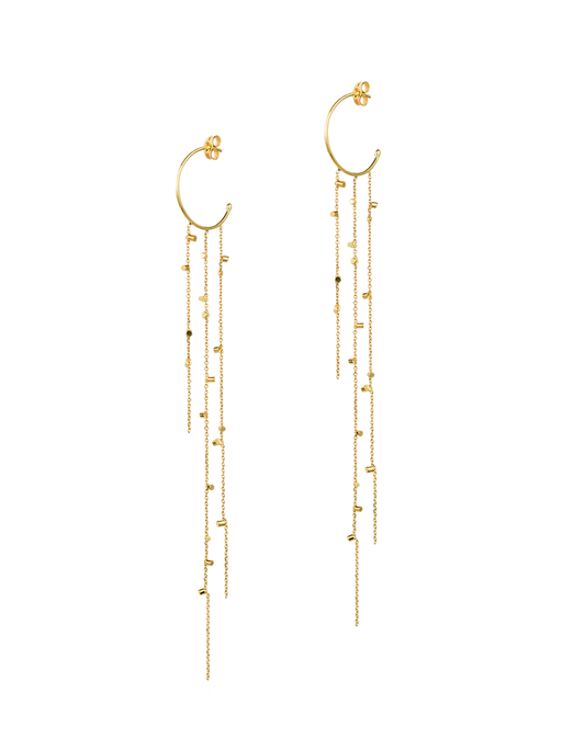 Gold dust hooplet chain earring photo