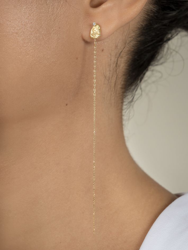 Moonscape diamond long earrings