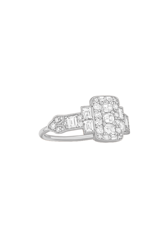 Metropolis ring white gold