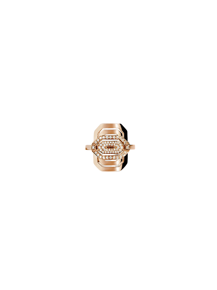 Ring mini my way half paved & pink gold