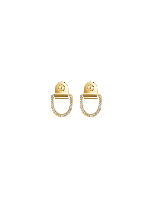 Earrings rivet mm diamonds & 18k yellow gold  photo