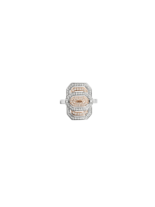 Petite my way ring - pink gold, silver & diamonds photo