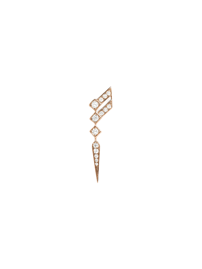 Earring stairway wings diamonds & pink gold