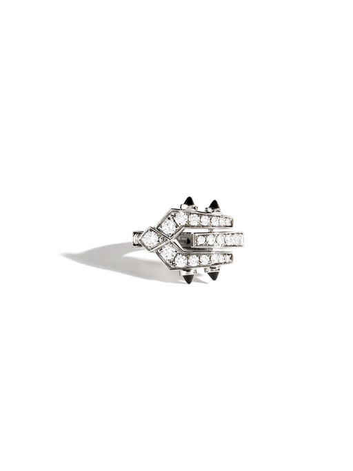 Ring spike diamonds, silver & black agates photo