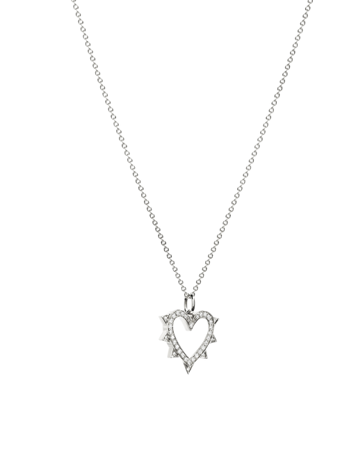 Necklace rockaway heart silver & diamonds photo
