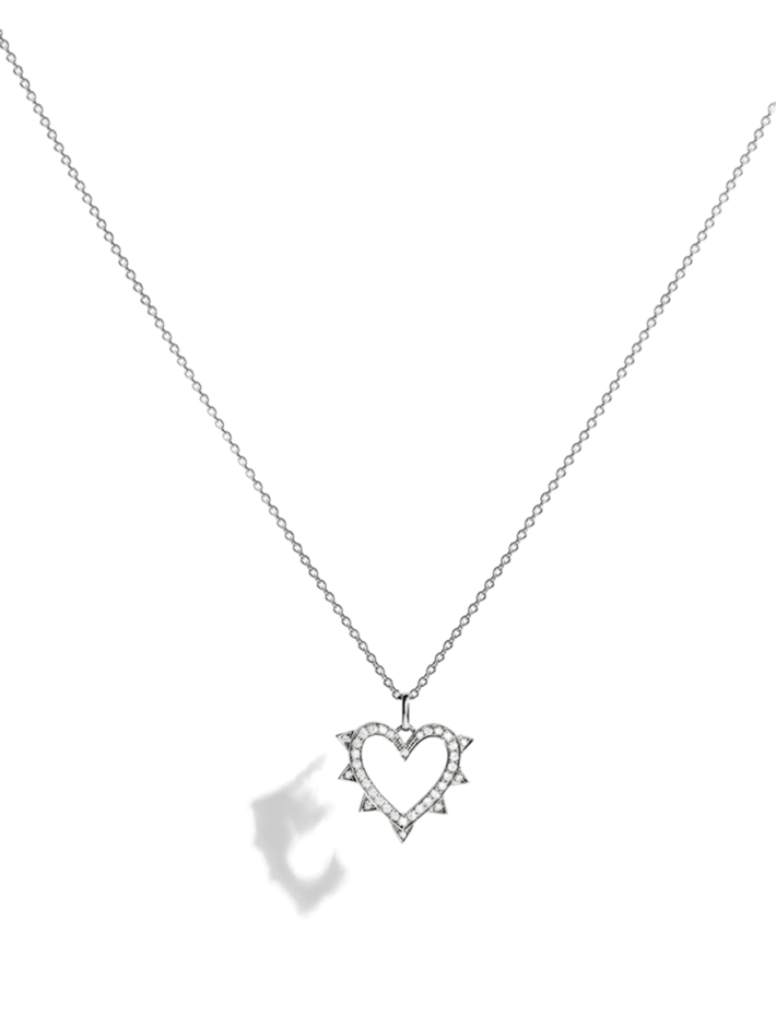 Necklace rockaway heart silver & diamonds