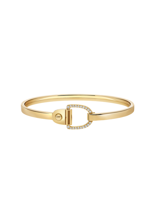 Bangle rivet mm diamonds & 18k yellow gold photo