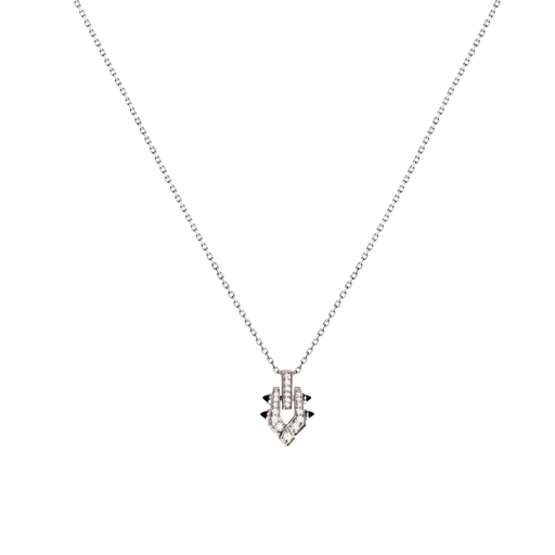 Necklace spike diamonds, silver & black agates photo
