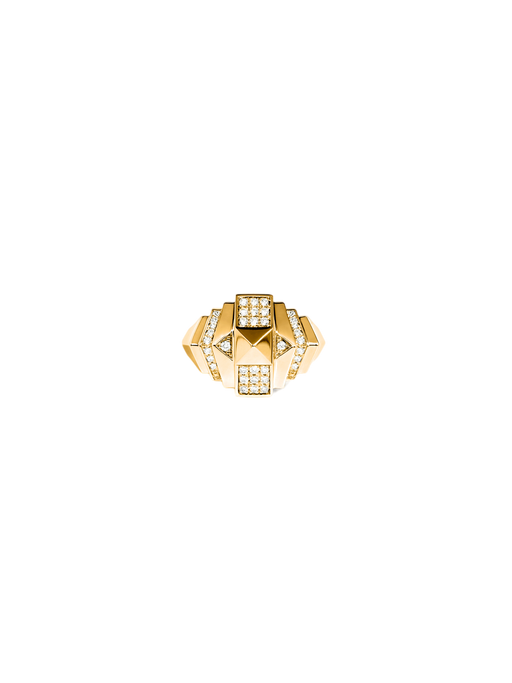 Ring mini rockaway pyramid diamonds & yellow gold photo