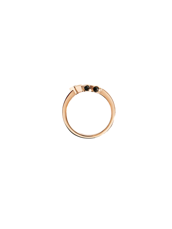 Ring mini spike diamonds, 18k pink gold & black agates