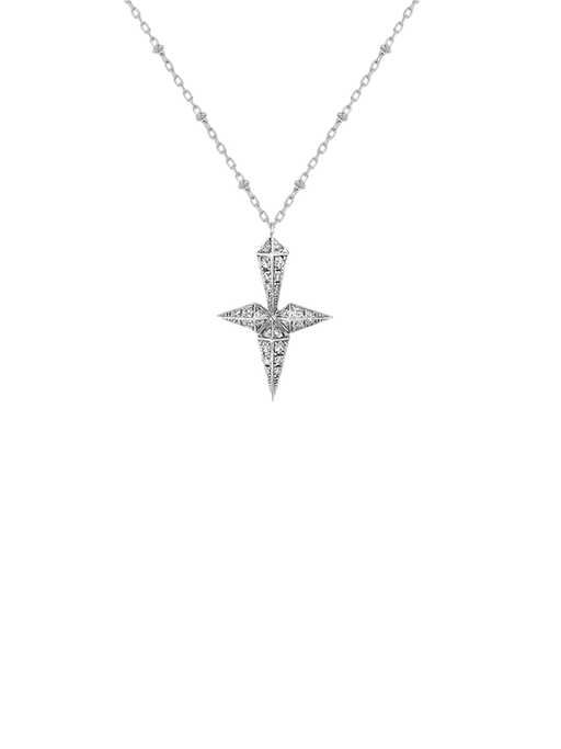 Necklace rockaway cross diamonds & silver photo