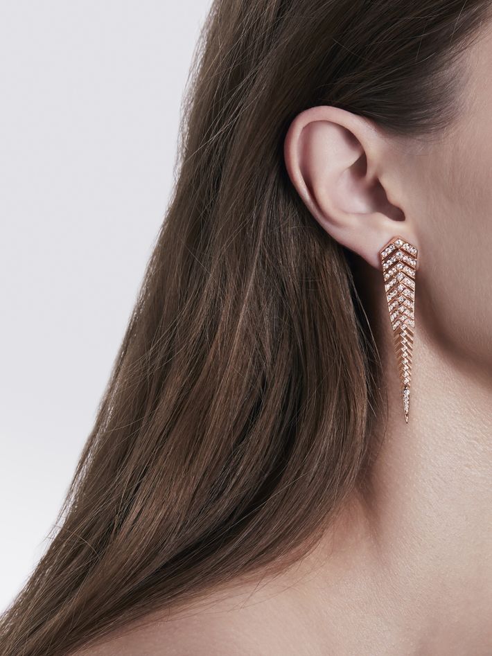 Earring stairway m diamonds and pink gold