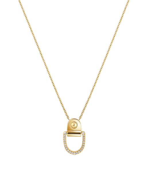 Necklace rivet mm diamonds & 18k yellow gold  photo