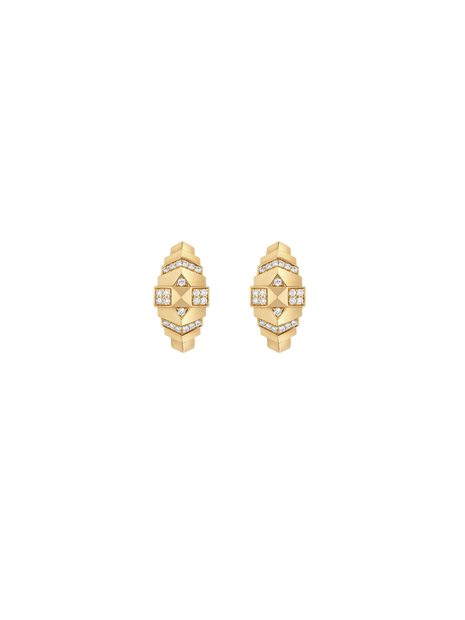 Hoops rockaway mini pyramid diamonds & yellow gold photo
