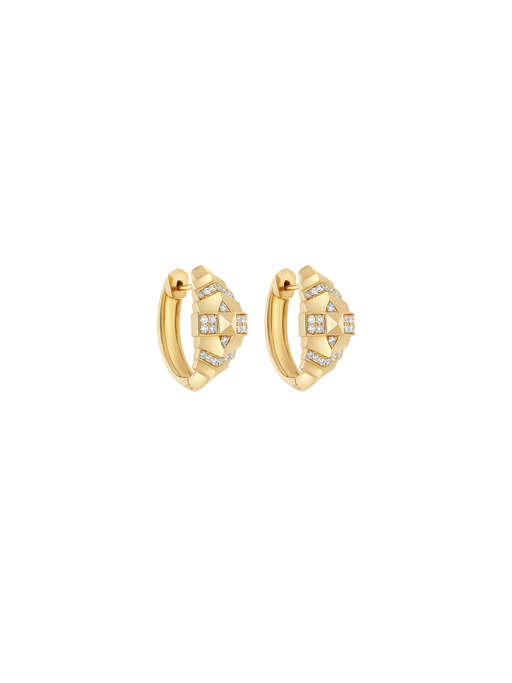 Hoops rockaway mini pyramid diamonds & yellow gold photo