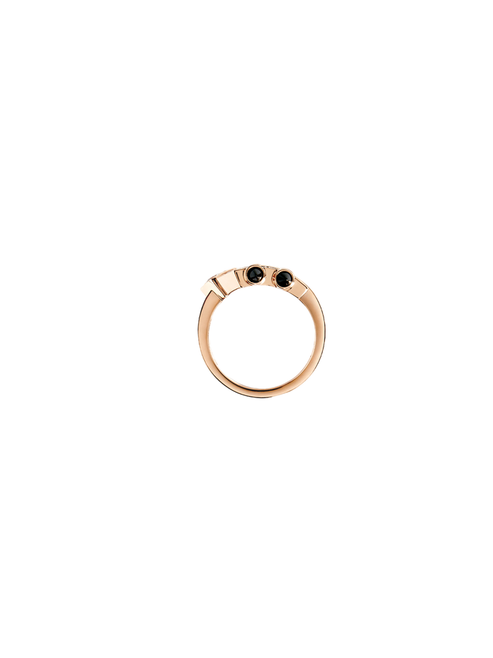 Ring spike diamonds, 18k pink gold & black agates