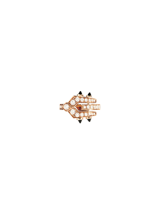 Ring spike diamonds, 18k pink gold & black agates photo