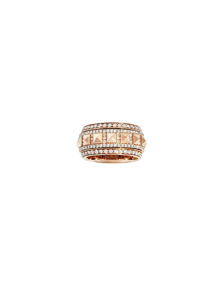 Ring rockaway spinner diamonds & pink gold