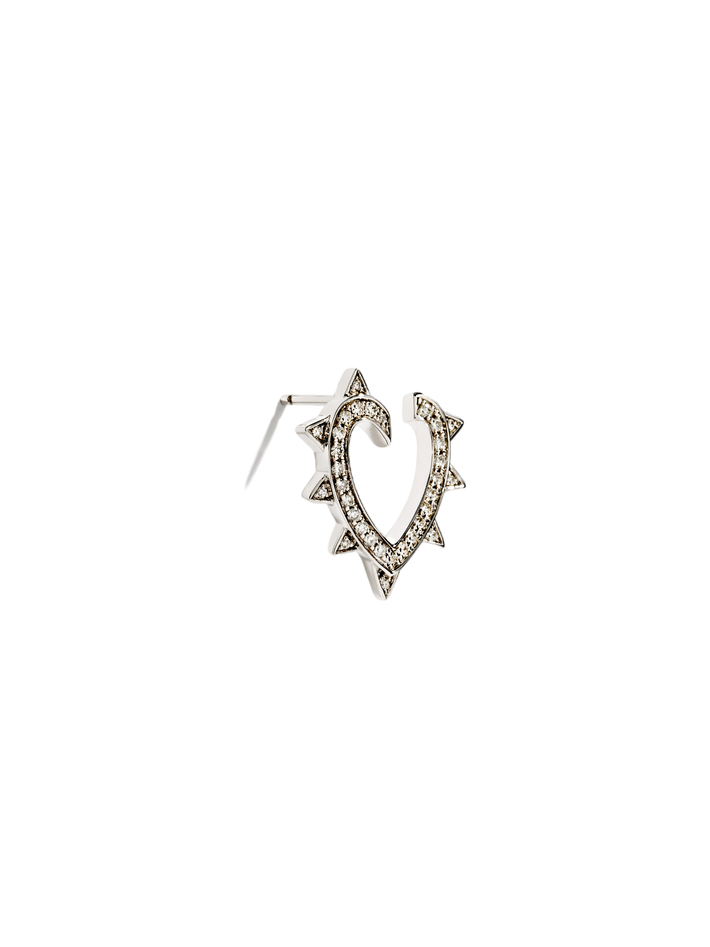 Earring rockaway heart silver & diamonds