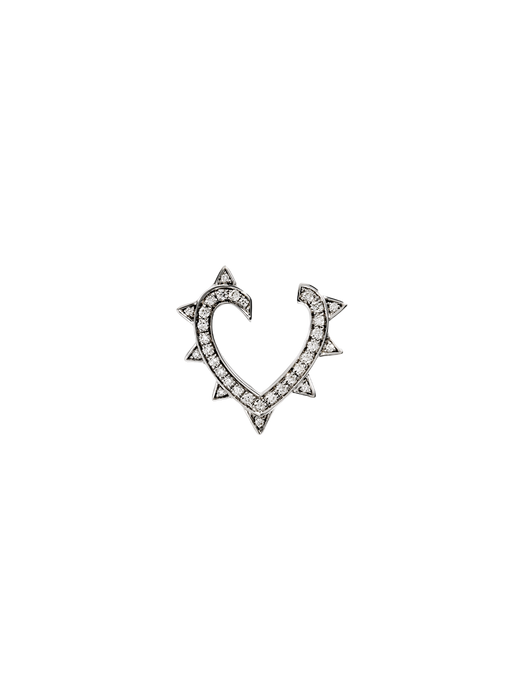 Earring rockaway heart silver & diamonds photo