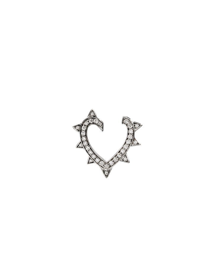 Earring rockaway heart silver & diamonds