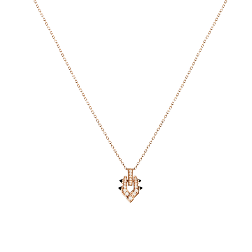 Necklace spike diamonds, 18k pink gold & black agates photo