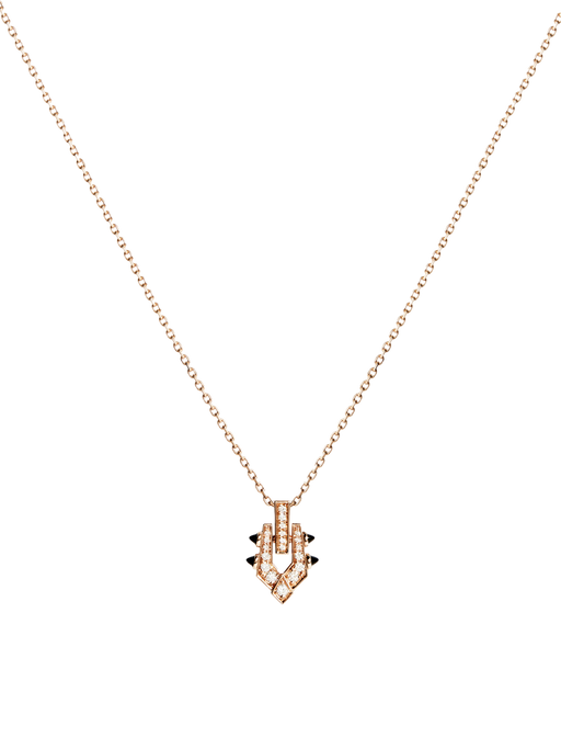 Necklace spike diamonds, 18k pink gold & black agates photo