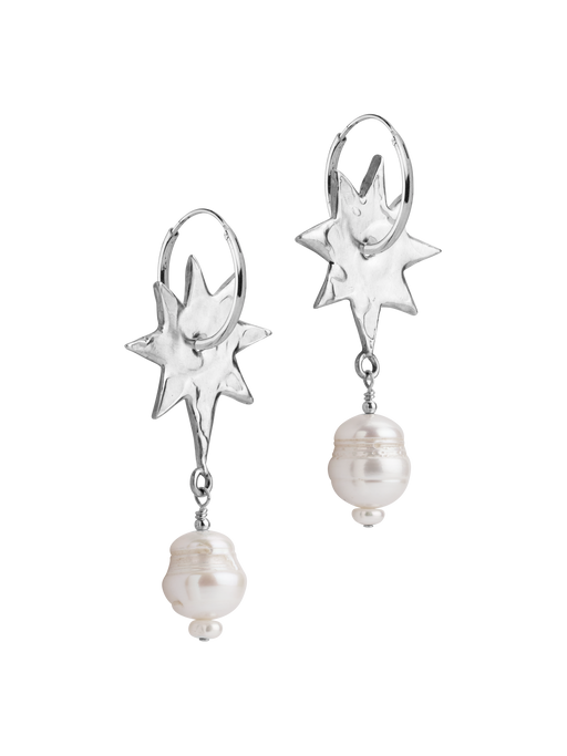 Giant reclaimed pearl star earrings photo