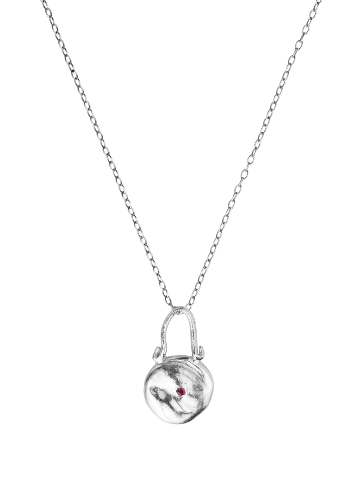 Ruby disk pendant necklace