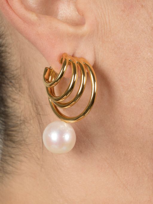 Naked pearls triple hoop earring photo